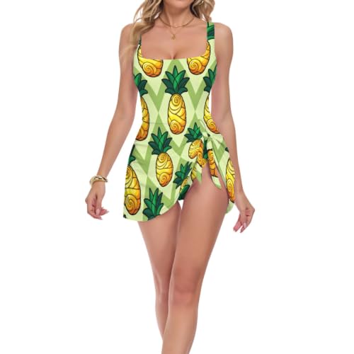Maillot de bain ananas galbant avec col carré confortable