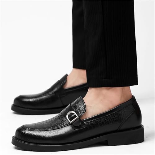 Men Crocodile Pattern Oxford Dress Shoes Slip On Business Formal Prom Wedding Tuxedo Anti Slip Low Top Comfortable(10.5) Black3
