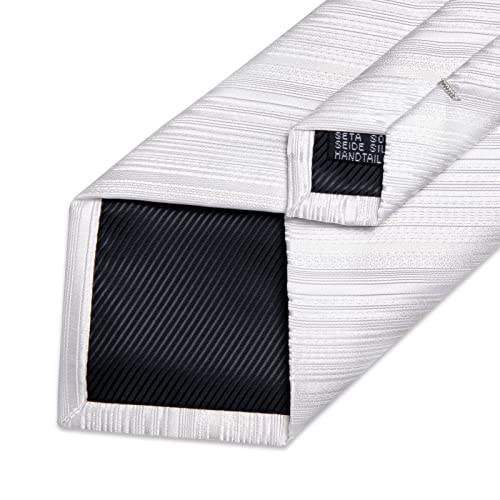 Image of DiBanGu Mens Silk Necktie Solid Color Tie and Pocket Square Cufflink Tie Clip Set Woven Plain Ties for Men Wedding Party