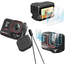 غطاء حماية من السيليكون مع غطاء عدسة من السيليكون وشاشة وواقي عدسة لجهاز Insta360 Ace Pro 2Black