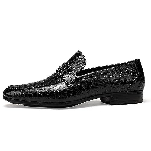Image of Premium Dress Shoes for Men, Classic Alligator Printed Business Leather Dress Slip on Loafer Shoes for Mens