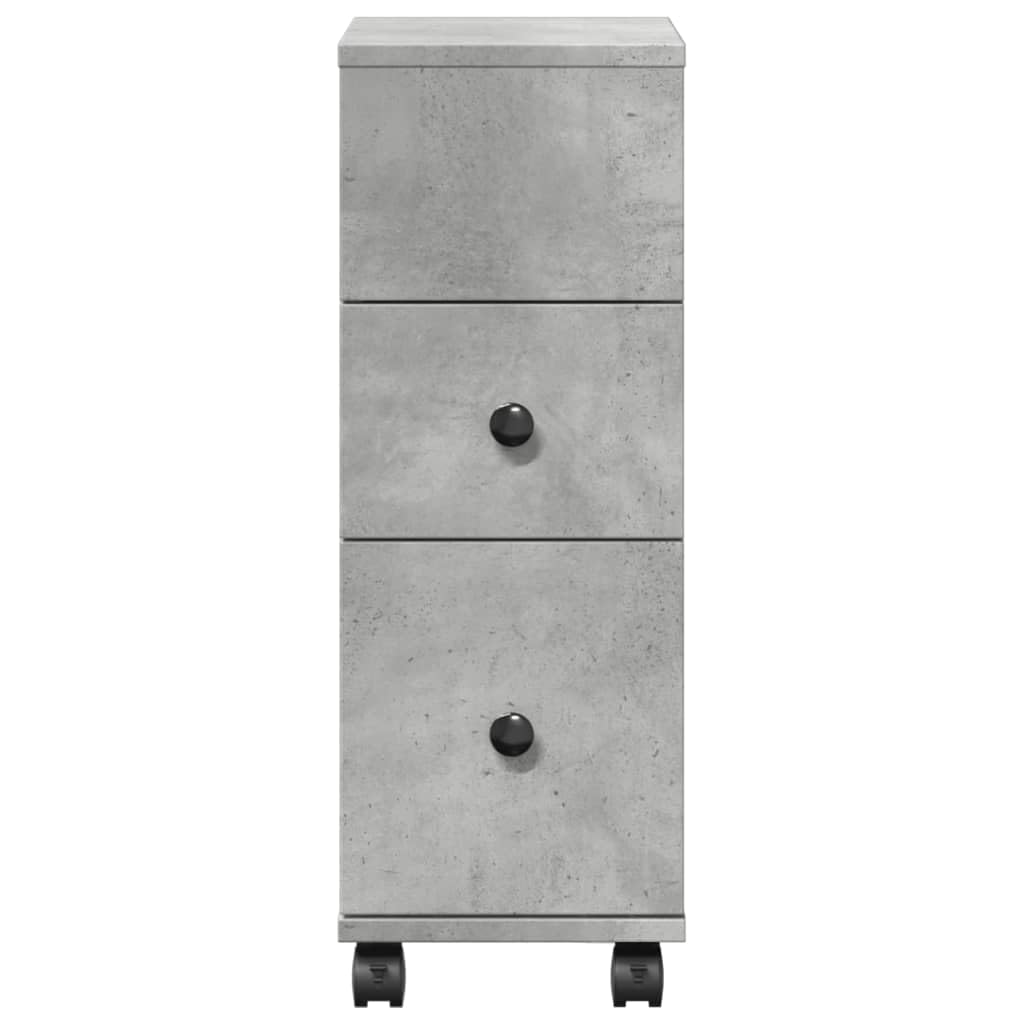 Meuble Étroit De Salle De Bain À roulettes Gris Béton