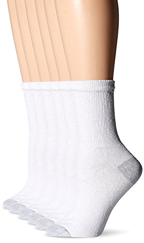 Fruit of the Loom Women's 6 Pack Core Crew Socks, White, Shoe Size: 8-12