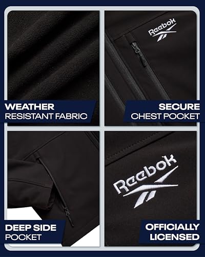Image of Reebok Mens Winter Coats - 3 in 1 System Hooded Softshell Windbreaker Jacket and Quilted Puffer Insulated Mens Ski Jacket