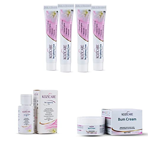 Kozicare Skin Lightening Cream&Kozicare Skin Whitening Fairness Oil &Kozicare Bum Cream