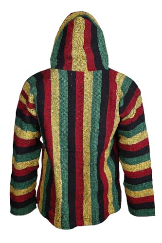 Baja Joy Eco-Friendly Pullover Hoodie Woven Striped Baja Rasta4