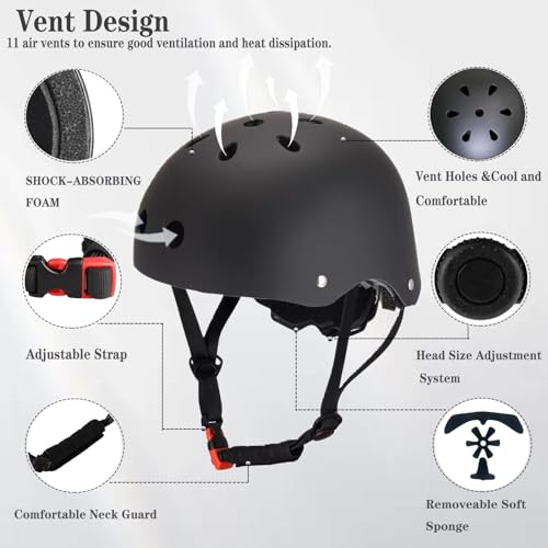 Image of FOOKCIAN Kids Helmet,Toddler Skateboard Helmets for Ages 2-3-5-8-14 Years Boys Girls with Knee and Elbow Pads Wrist Guards fit Roller Skates,Skateboarding,Skating Scooter Adjustable Kids Helmet
