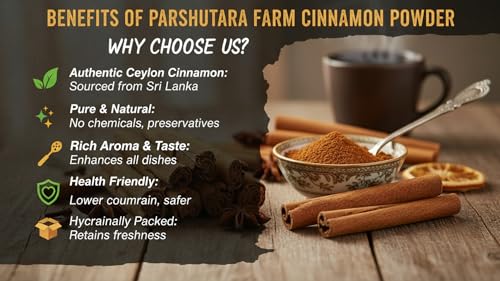 Image of Parshutara Farm Sri Lankan Cinnamon Powder (Dalchini) 50g | Pure Ceylon Cinnamon | Aromatic Garam Masala Spice for Cooking & Health