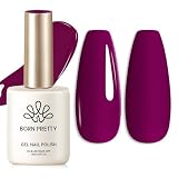 Born Pretty Dark Purple Gel Nail Polish - Reddish Purple, Soak Off UV LED Gel Polish - 15ML