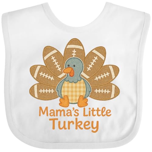 inktastic Mama's Little Turkey Thanksgiving Football Baby Outfit Baby Bib