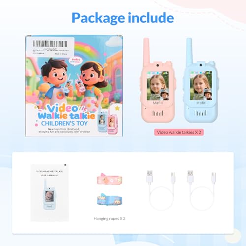 Miniatura 8 de Mafiti Walkie Talkies Con Videollamada Para Niños Paquete De 2 , Juguetes Recargables 3-8 Años, Largo Alcance 300m, Regalo Ideal Cumpleaños, Juegos Al Aire Libre Rosa