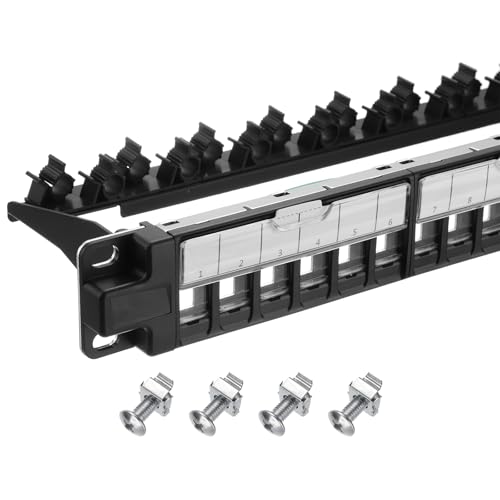 uxcell キーストーンネットワーク24ポートパッチパネル ラッ クマウント 壁取り付け シールドされたパッチベイ ネジ付き ナット付き サーバーネットワーク用 マルチターミナルサービス ケーブル管理 1U 空白 48cm