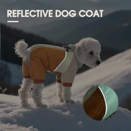 Kuoser Wasserdichter Hundemantel für Kleine Hunde - Wärmer, Winter, Mit Geschirr, Moden Hundejacke, Reflektierend für Kleine Hunde, Braun S