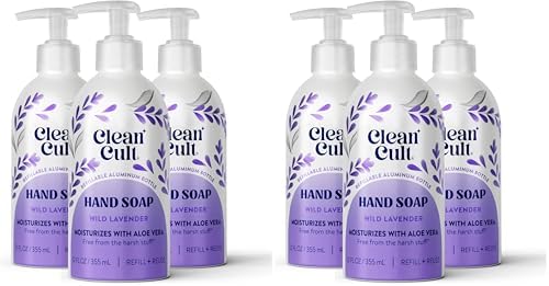 Cleancult - Wild Lavender - Moisturizing Liquid Hand Soap - Refillable Aluminum Bottle - Made with Aloe Vera & Lavender Essential Oil - Nourishes & Moisturizes Dry & Sensitive Skin - 12 oz - 6 Pack image 2