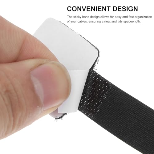 10 piezas de cintas reutilizables con gancho y lazo para cables, autoadhesivas, para gestión de cables electrónicos y eléctricos bajo escritorio, organizador, negro miniatura 3