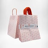 Bicapack - 25 Bolsas de Papel Kraft Blanco con Asas Torcidas (24x10x30 cm) | Diseños Geométricos en Naranja, Rojo o Verde | Papel 100% Reciclado de Alta Resistencia (80 g/m²) (Naranja)