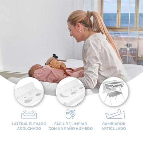 Variante de ms bañera bebe plegable con cambiador y patas antideslizantes