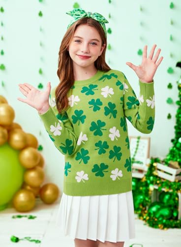 Image of Girls Halloween Pattern Knit Sweater Funny Pullover Y2K 6-14 Years