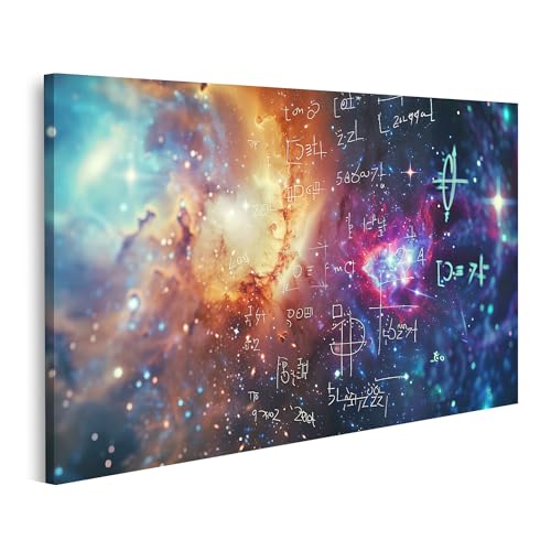 islandburner Cuadro sobre lienzo galaxia universo mural con fórmulas matemáticas y físicas: tema científico laboratorio astrofísico planetario murales imágenes