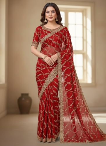 Heavy Rangoli Silk Saree with Sequence Work All Over | 5.5 Meter Saree with 0.80 Meter Running Embroidery Blouse Piece - Image 3