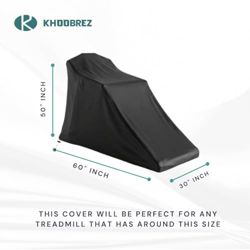 Image of KHOOBREZ Water-Resistant Treadmill Cover | Heavy-Duty Indoor & Outdoor Fitness Equipment Cover | Dustproof, UV & Scratch Resistant | Fits Treadmills up to 60 x 30 x 50 Inches | Black