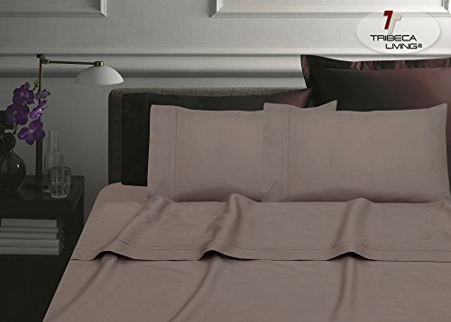 Tribeca Living Cotton Percale Sheet Set, 4-Piece, Coffee