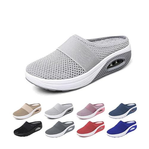 Women's Air Cushion Slip-On Breathable Orthopedic Walking Shoes, Heelless Mesh Sandals, Women's Orthopedic Sneakers