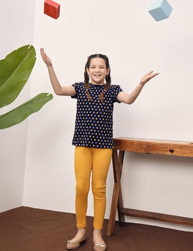 Image of Amazon Brand - Symbol Girl's Cotton Ribbed Stretchable Leggings | Ankle Length | Aged 2-14 Years