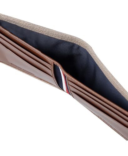 Image of Tommy Hilfiger Mens Two-Tone Leather Slim Bifold Wallet with ID Window