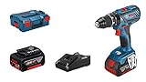 Bosch Professional 18 V System GSB 18V-28 - Taladro percutor a batería (63 Nm, 1900 rpm, 2 baterías x 4,0 Ah, L-Box), Con 2 x 4.0 Ah Batería más Cargador