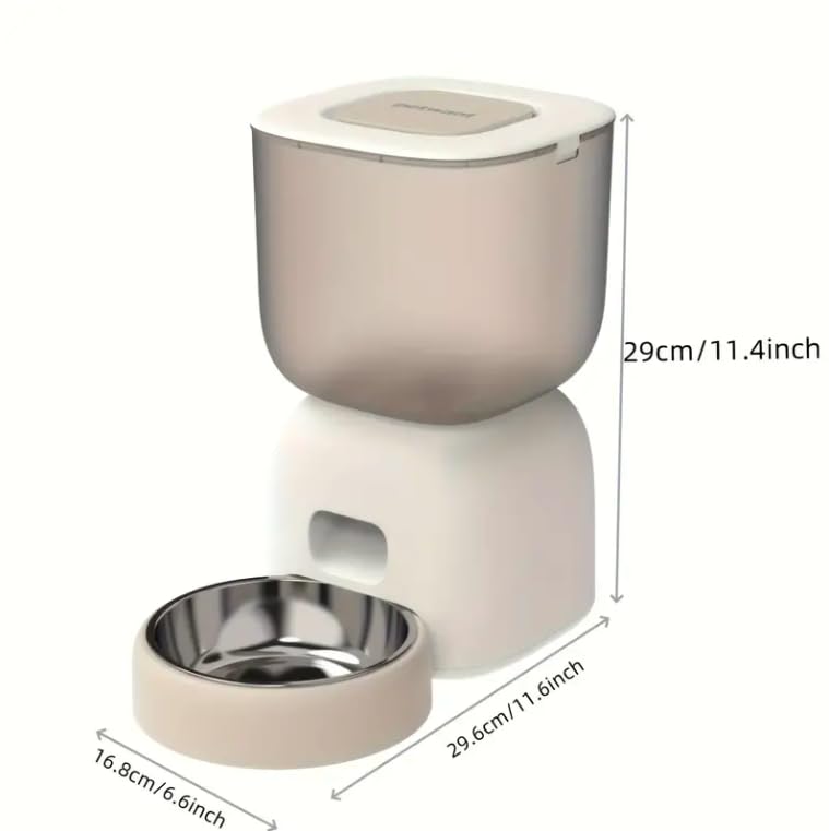 Image of PetVogue Automatic Feeder,Wire or Battery Cat Food Dispenser 3L Automatic Feeder, 10S Voice Prompt and Stainless Steel Bowl, Up to 4 Meals a Day (White)
