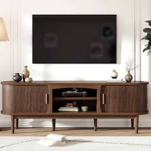 Decofy Mid Century TV Stand for TVs up to 80 Inches, Entertainment Center with Storage, Power...