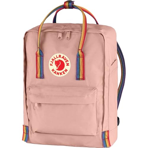 Image of Fjallraven Kanken Rainbow Backpack - Durable Vinylon Fabric, Classic Rainbow Design - School, Travel, Chalk Rose-Rainbow, One Size