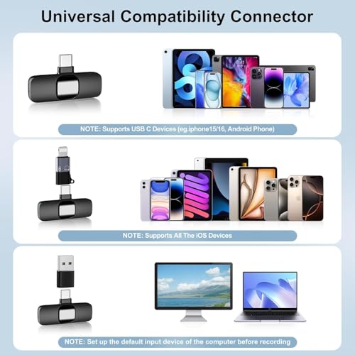 Image of New Furry K8 Mic Wireless Lavalier Microphone with Noise Canceling Microphone for Collar Compatible with All Smartphones for Podcast, Vlogging, Clip-on for YouTube, Singing, Video Recording