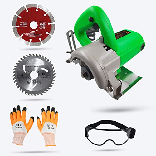 Image of Hillgrove HGCM79M1 Cutting Machine Saw for Tile /Marble /Wood with 1Pcs Wood /Tile Cutting Wheels, Safety Googles and Gloves (1050 W)