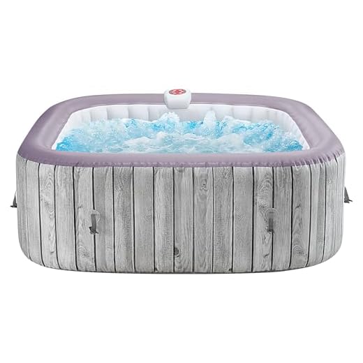Seizeen 4-6 Person Inflatable Hot Tub, Portable Outdoor Spa Square Hot Tub with 130 Soothing Bubble Jets, Insulated Cover and 6 Filters, Max 104℉ Blow Up Hot Tubs for Home Backyard (Wood Grain)
