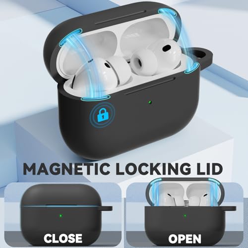 Image of Ljusmicker for AirPods Pro 3 Case 2025 with Cleaner Kit,Soft Silicone Protective Cover for Apple AirPods Pro 3rd Generation Cases for Women Men,for AirPod Pro 3 Cover with Keychain-Magnetic Black
