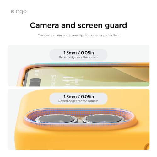 Image of elago Compatible with iPhone 16 Case, Premium Liquid Silicone Case, Full Body Protective Cover, Shockproof, Slim Phone Case, Anti-Scratch Soft Microfiber Lining, 6.1 inch (Sunshine), Yellow