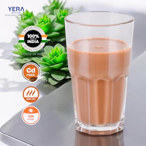 Image of Yera Stylo Designer Tumbler Set of 6, 375 ml Each | Transparent | Hot & Cold Drinks, Juice, Cocktail, Milkshake, Smoothie | Ideal for Home, Party, Restaurant, Gifting | Special Occasions