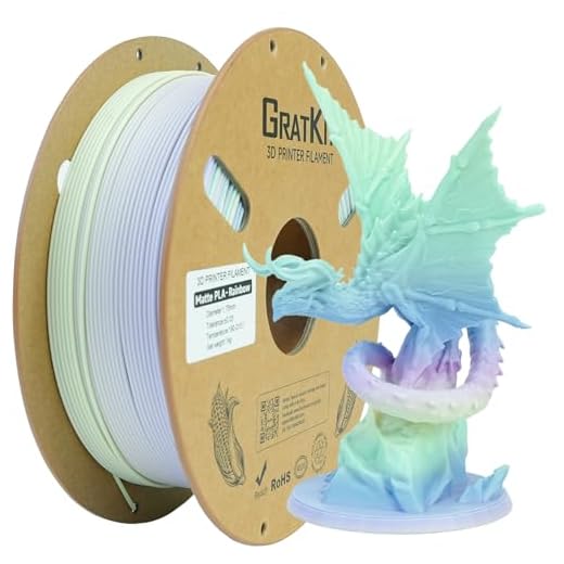Gratkit Matte Rainbow PLA Filament 1.75mm, Color Change 3D Printer Filament, +/-0.03mm, Multicolor Gradient 3D Printing Filament High Speed Matte Rainbow Frosting Cake