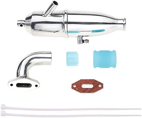 Exhaust Muffler Pipe Tubing Spring W10001 with Manifold Tuned Side Right Hand Polished Alloy Aluminum for 1/10 Nitro RC Hobby Model Car HPI HSP Losi Axial Kyosho Redcat Wltoys 1Set