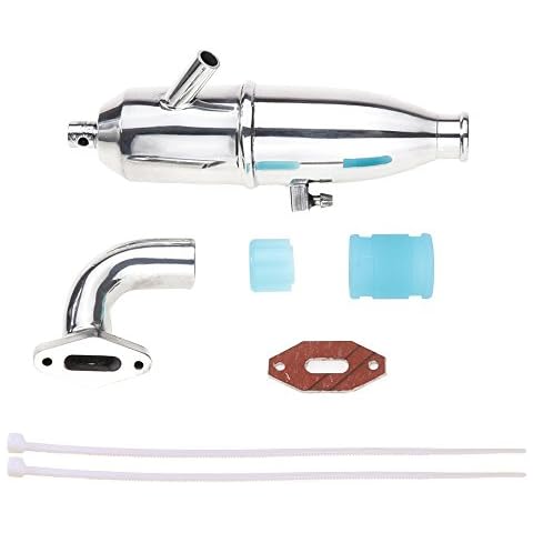 Exhaust Pipe Tubing Tuned Side Right Hand Muffler Pipe Spring with Manifold HPI HSP Losi Axial Kyosho 1/10 Nitro RC Model car,Cojoys Cover