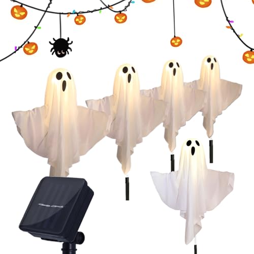 Décoration fantôme Halloween extérieure anti-intempéries pour patio et pelouse x5