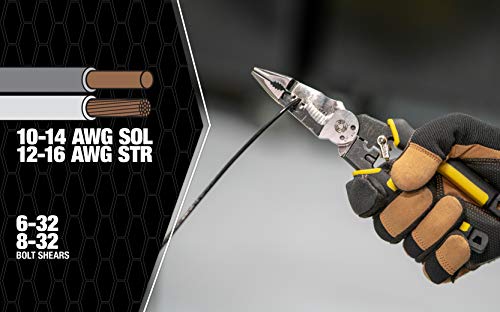 Southwire S7N1HD 7-in-1 Multi-Tool Plier: Shears 6-32 & 8-32 Bolts; Grips; Strips 10-14 AWG SOL & 12-16 AWG STR; Bolt Spanner; Bolt Shears; Crimper; Reamer; Heavy Duty Forged Steel - Image 3