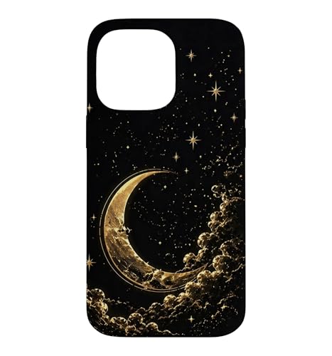 Celestial Crescent Moon and Stars Night Sky Art �X�}�z�P�[�X iPhone 14 Pro Max �p