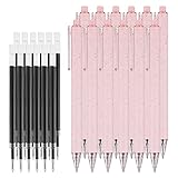 RIANCY Wheat-Straw Patterns Retractable Gel Pens Fine Points, 0.5 mm 12 Refills,12-Pack, Black Ink...