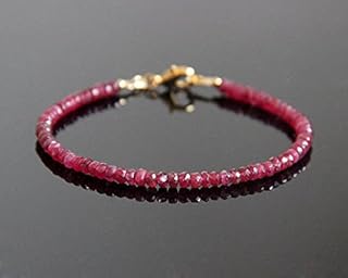 Ruby Bracelet - Genuine Ruby Bracelet, Ruby Bead Bracelet, Ruby Beaded Bracelet, July Birthstone Bracelet, Ruby Stacking Bracelet 3.2-3.8mm Code- WAR6065