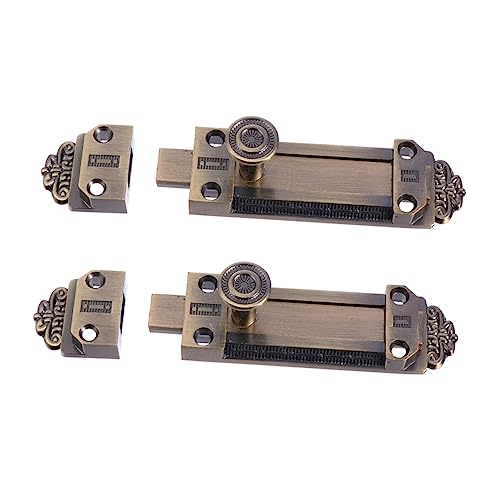 jojofuny 2個 アンティーク銅ピン ゲート ロック ゲート 食器棚の ロック ドアの ロック ドアラッチ スライドボルトロック 亜鉛合金ドアボルトラッチ セキュリティロック