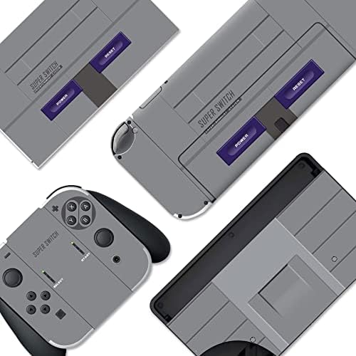 PlayVital Naklejka Skóry do Switch OLED,Stickers Vinyl kompatybilny z Switch OLED,Skórka Naklejki Skórki do Switch OLED Console & Joycon & Dock & Grip-Klasyka Stylu SNES