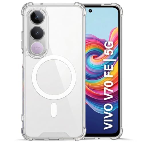Image of TRUEUPGRADE Back Cover for Vivo V70 FE 5G| Mag-Safe Printed Transparent Case | Hard PC Back + Soft TPU Bumper | Magnetic Print Shockproof Protective Cover | Crystal Clear